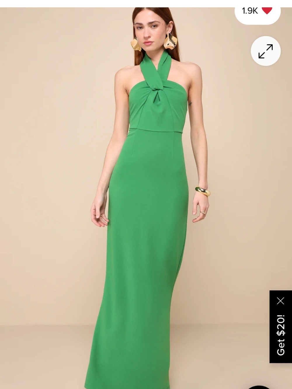 Green Halter Knot Maxi Dress